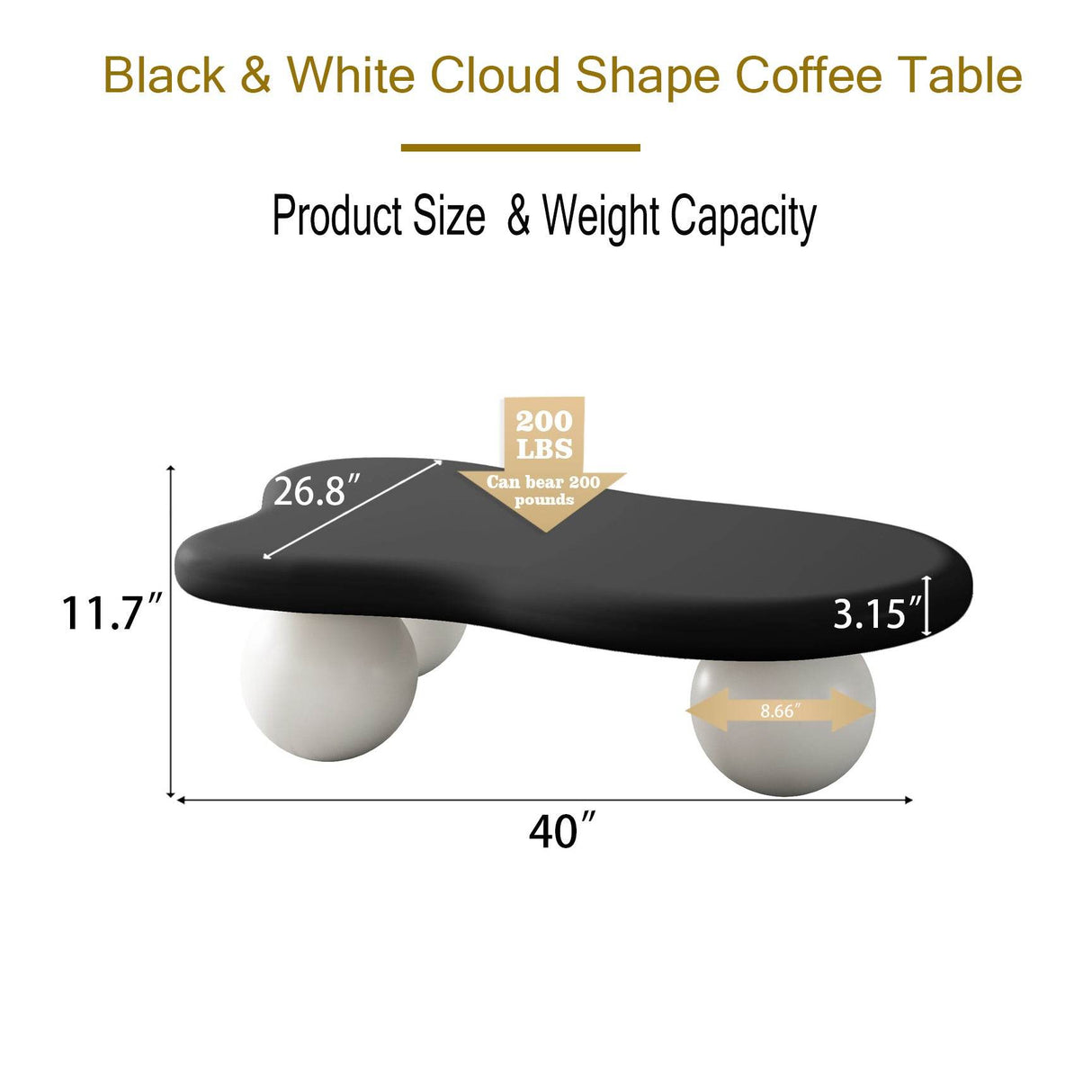 Modern 40-Inch Cloud Shaped Lacquered Coffee Table - Sleep Galleria
