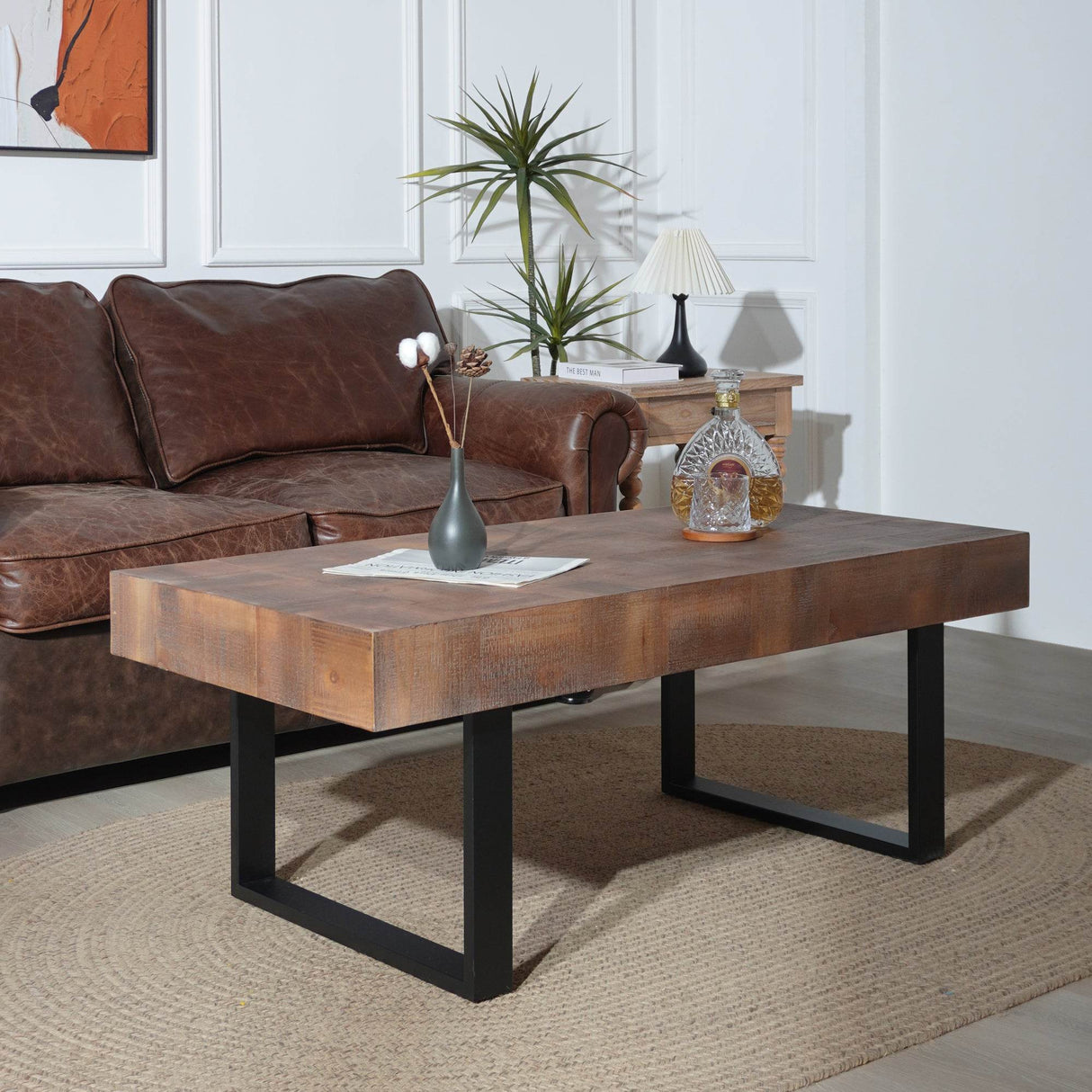 Rustic Industrial Handcrafted Solid Wood Coffee Table - Sleep Galleria