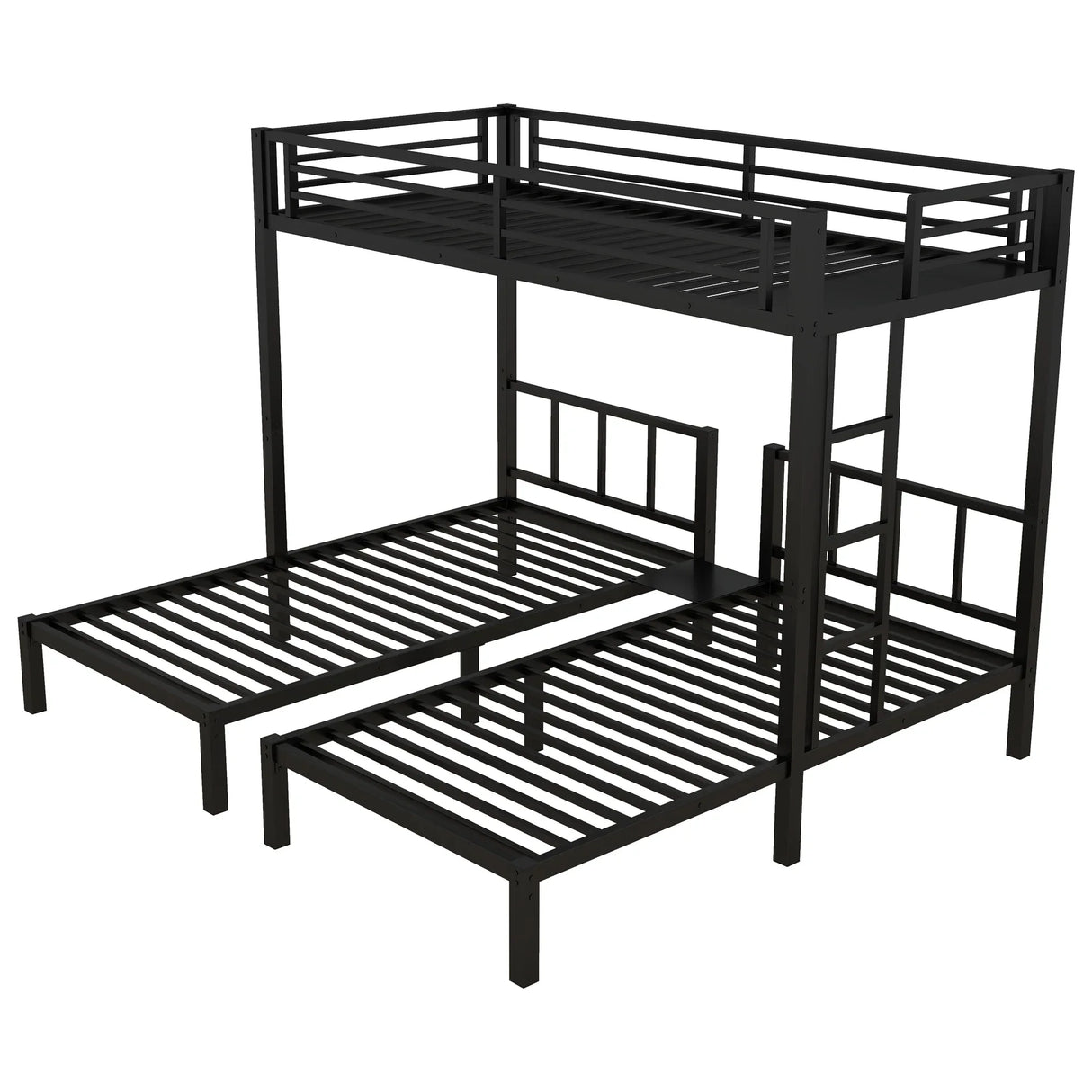 Metal Twin Over Twin Triple Bunk Bed With Guardrails - Omega Lifestyles