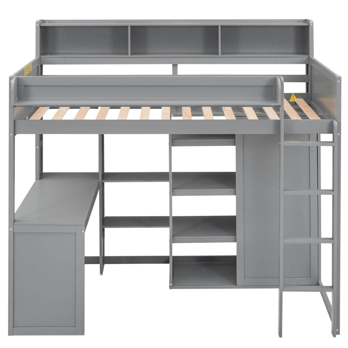 Wood Loft Bed With Storage Shelves And Wardrobe - Sleep Galleria