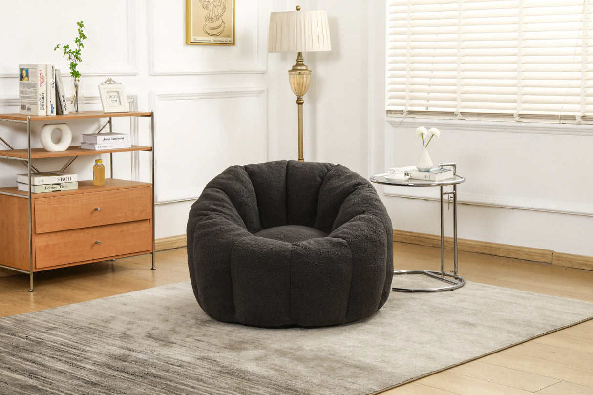 Plush High-Density Foam Teddy Fabric Bean Bag Chair - Omega Lifestyles