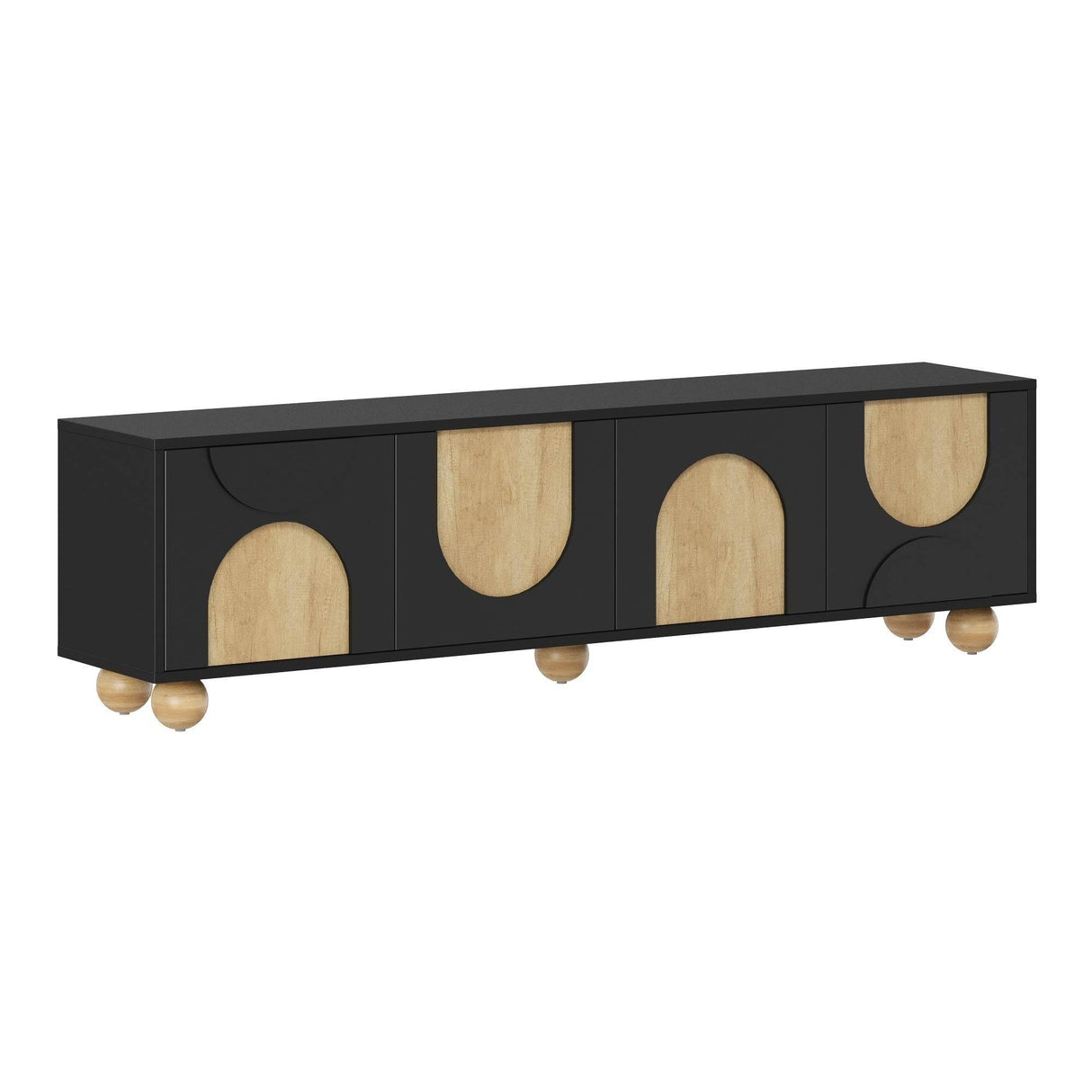 Farmhouse Black MDF Wood Grain TV Stand - Sleep Galleria