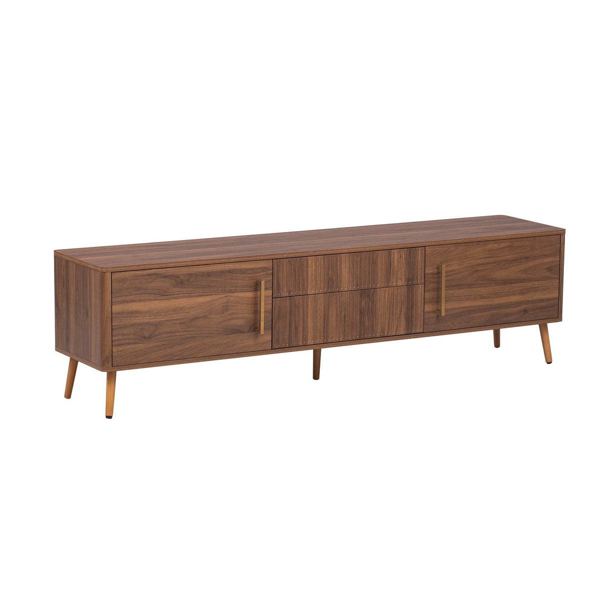 Mid Century Modern Walnut Wood TV Stand With Storage - Sleep Galleria