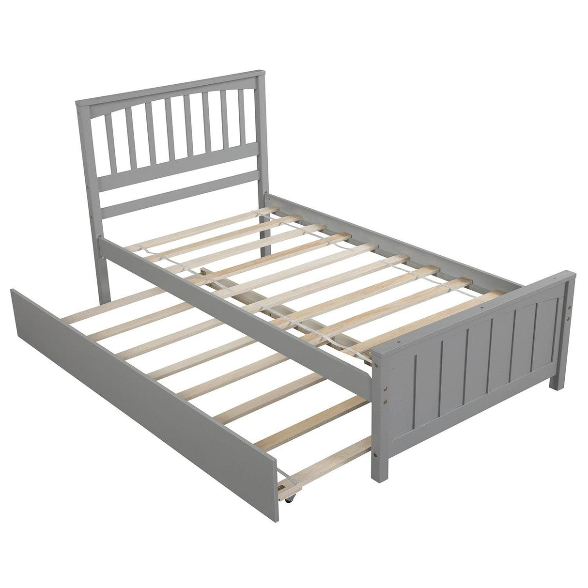 Twin Solid Wood Platform Bed With Trundle - Omega Lifestyles