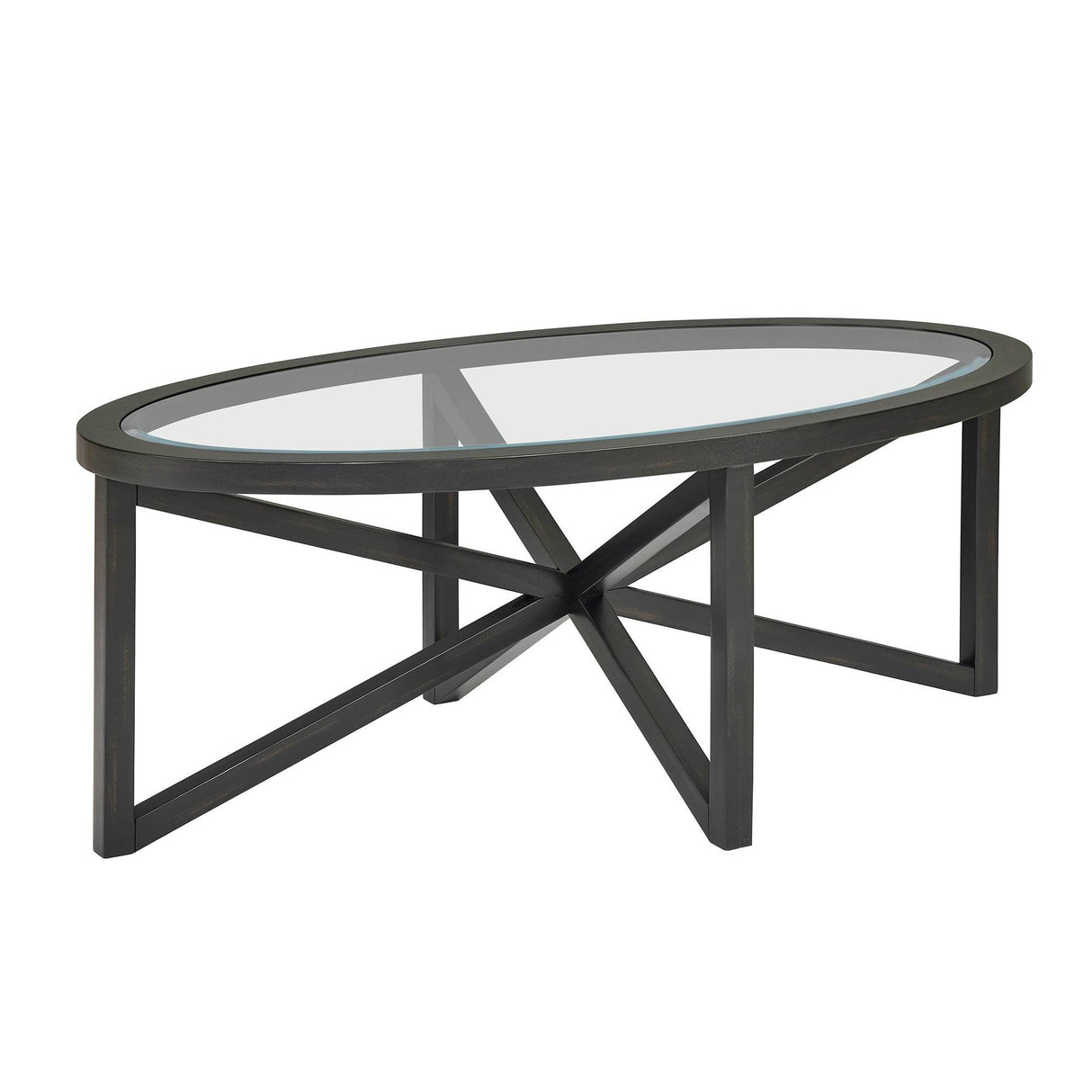 Modern Round Tempered Glass Coffee Table With Wood Base - Sleep Galleria