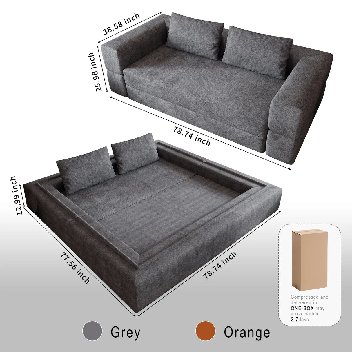 Memory Foam Convertible Sofa Bed With Chenille Upholstery - Omega Lifestyles