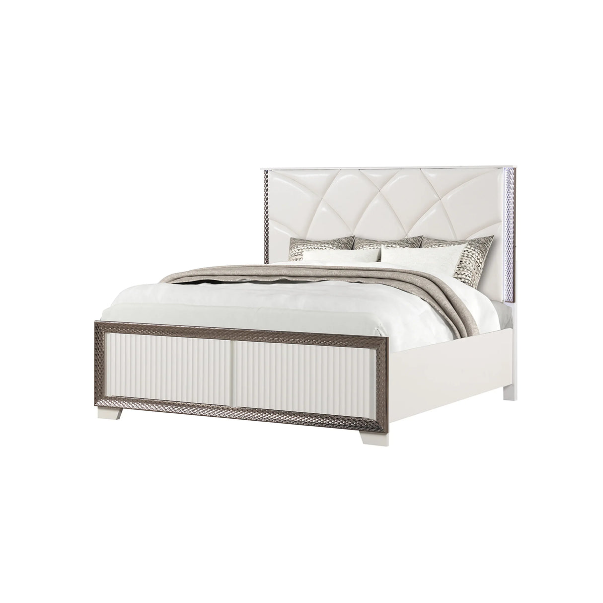 Modern Tufted Wood Bed Frame With LED Lighting - Omega Lifestyles