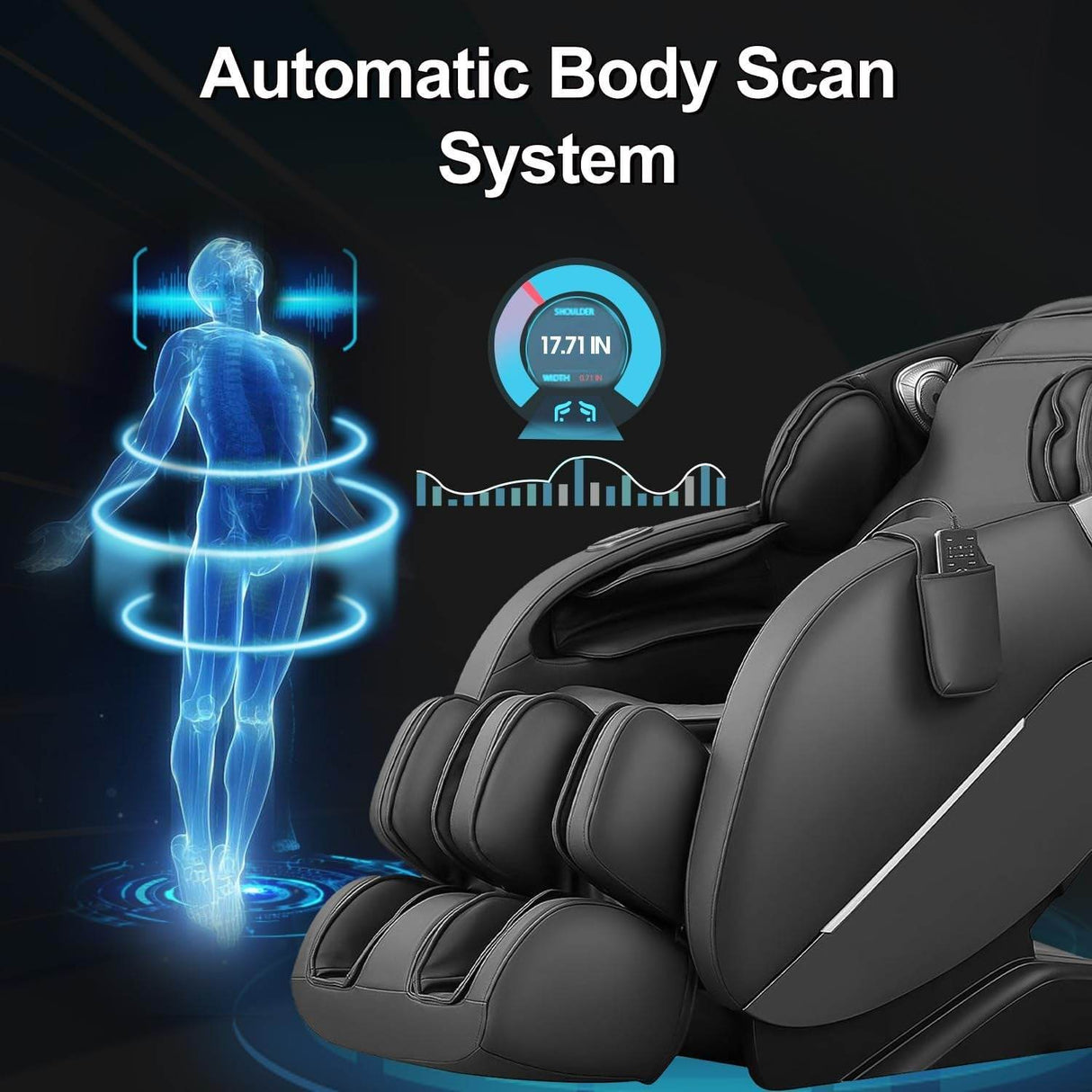 2025 A303 Massage Chair Irest System, Full Body with Heat, Zero Gravity, SL Track Shiatsu Recliner with Automatic Body Scan, Footrest Calfrest Exntension (Black)