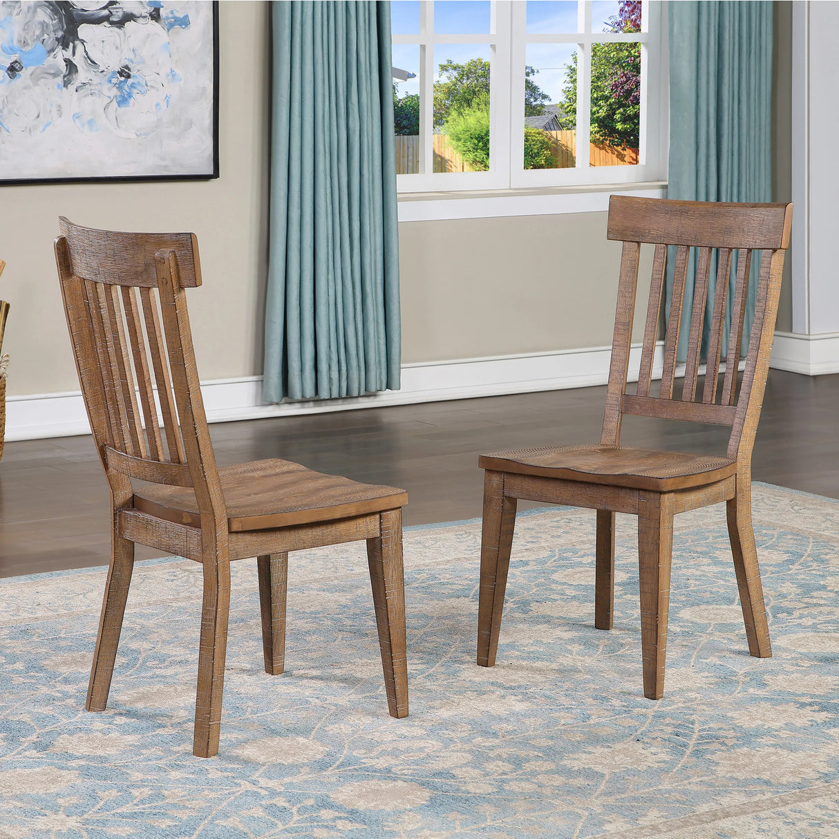 7-Piece Distressed Wood Modern Ranch Dining Set - Omega Lifestyles