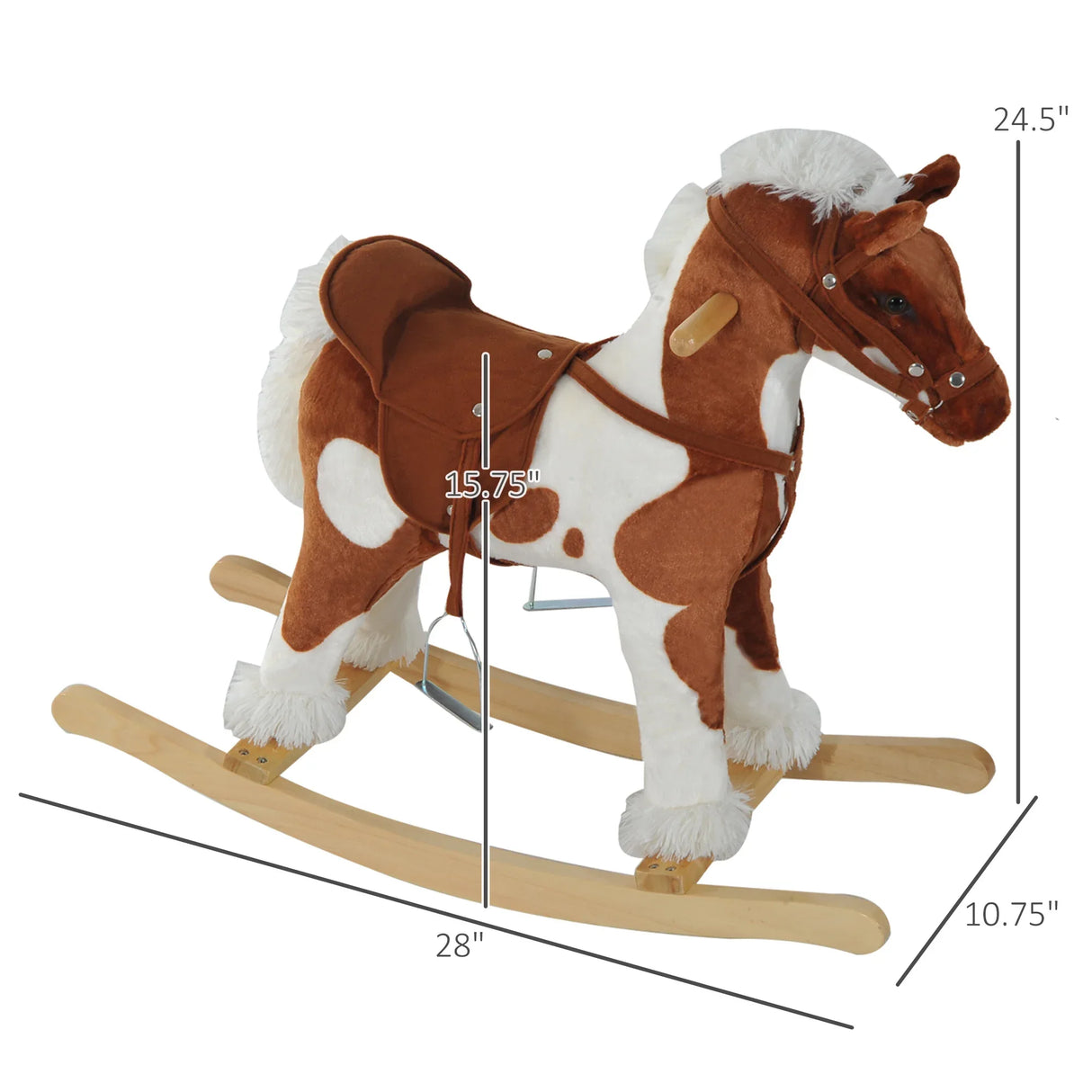 Wooden Toddler Plush Rocking Horse Toy With Sounds - Omega Lifestyles