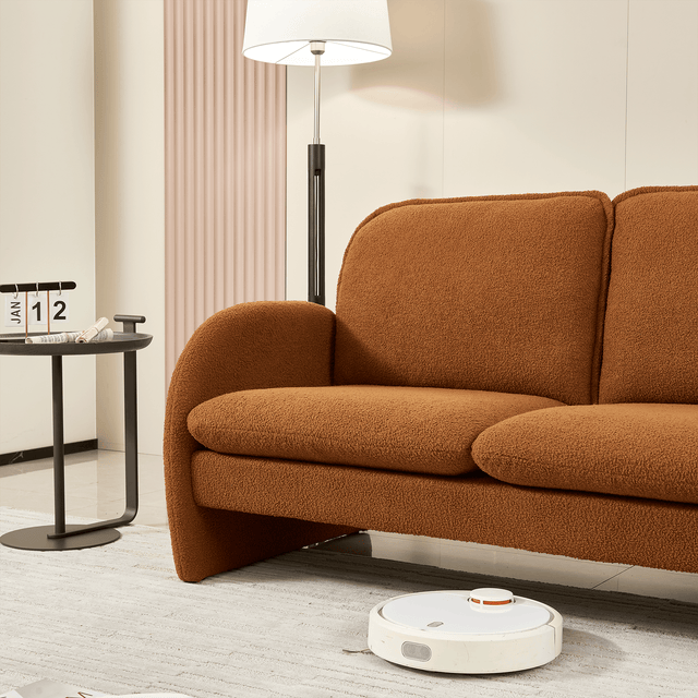 Sherpa Fabric Plush Foam Cushion Loveseat Sofa - Omega Lifestyles