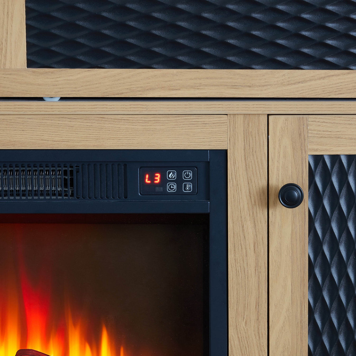 Embossed Light Oak Fireplace TV Stand Console - Sleep Galleria