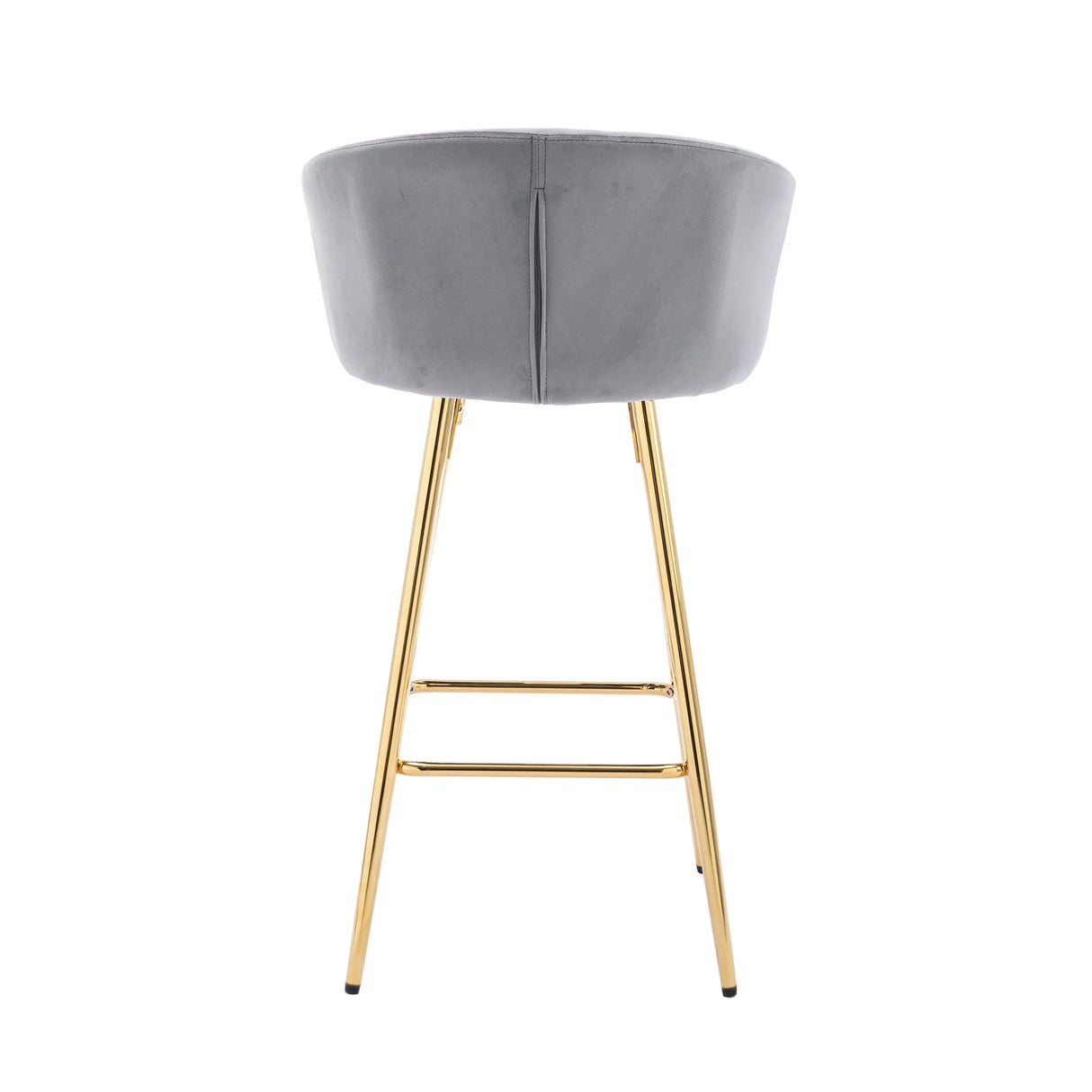 Set Of 2 Gray Velvet Fabric Bar Stools With Foam Cushion - Omega Lifestyles