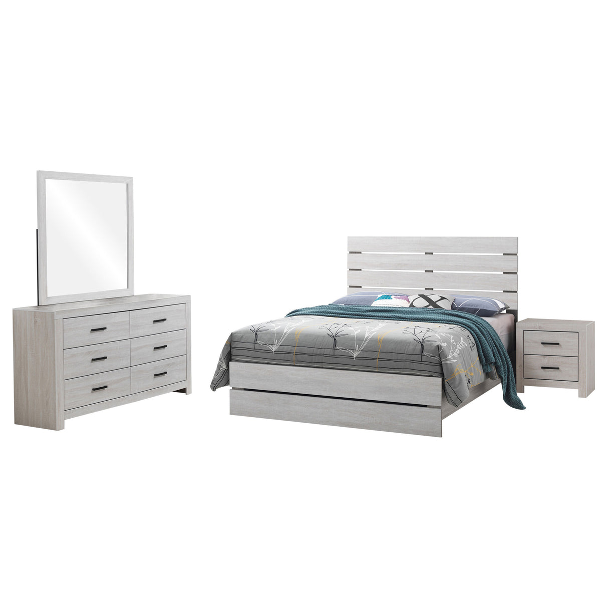 Coastal White Engineered Wood Queen Bedroom Set