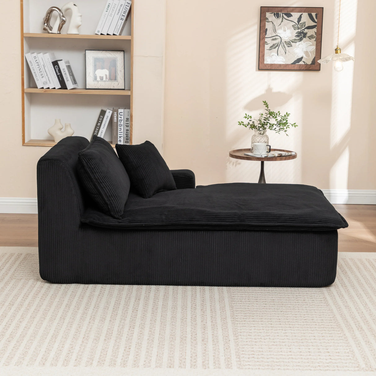 Corduroy Foam Left Armrest Chaise Lounge Chair - Omega Lifestyles