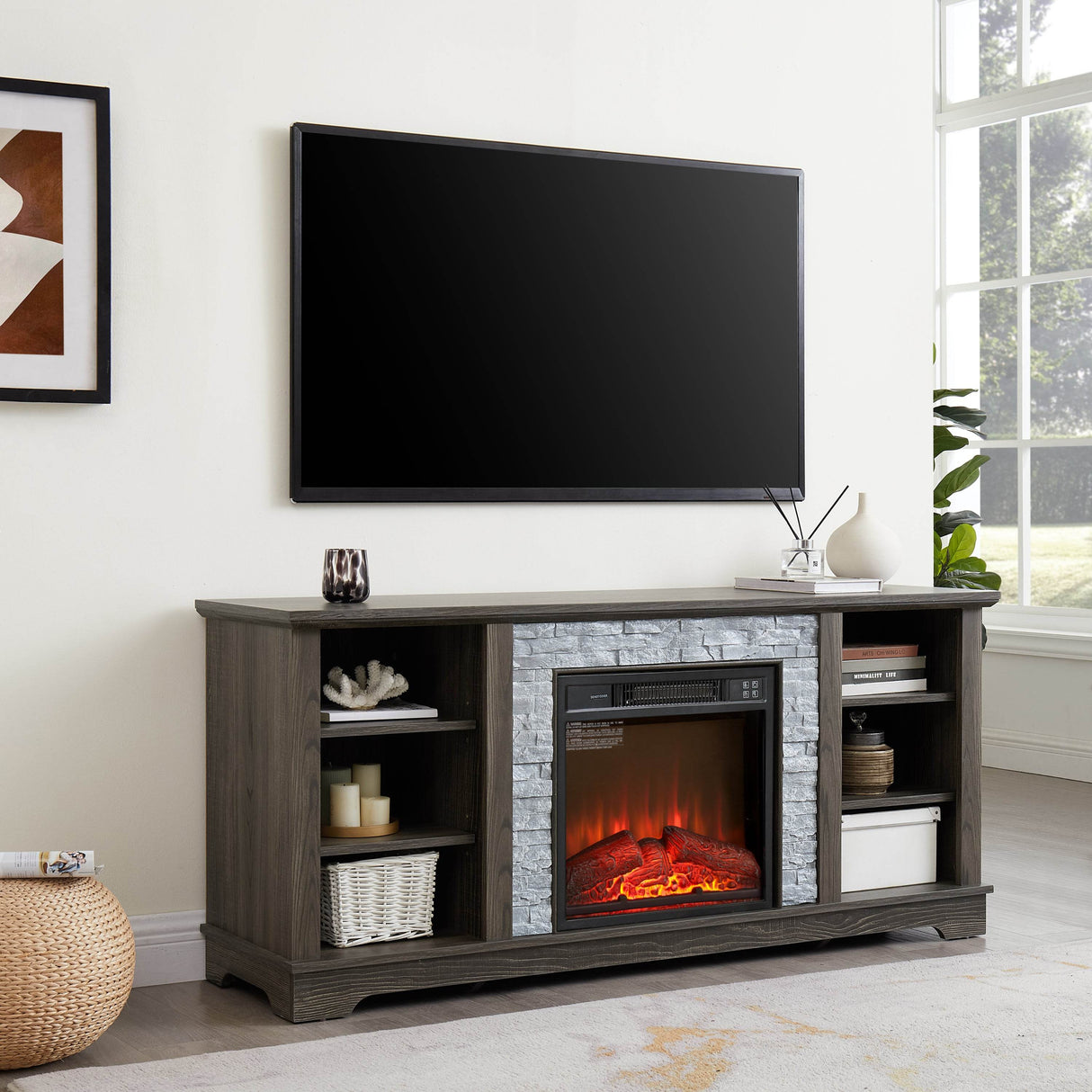 Electric Fireplace TV Media Stand With Storage - Sleep Galleria