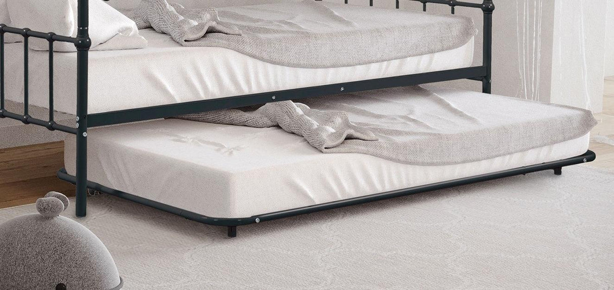 Twin Contemporary Black Metal Daybed With Trundle - Omega Lifestyles