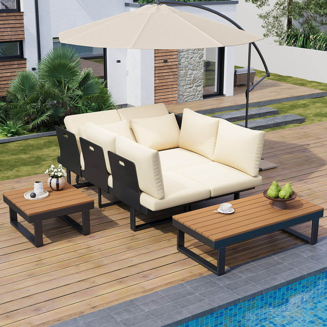 Adjustable Reclining Outdoor Sectional Patio Furniture Set - Omega Lifestyles