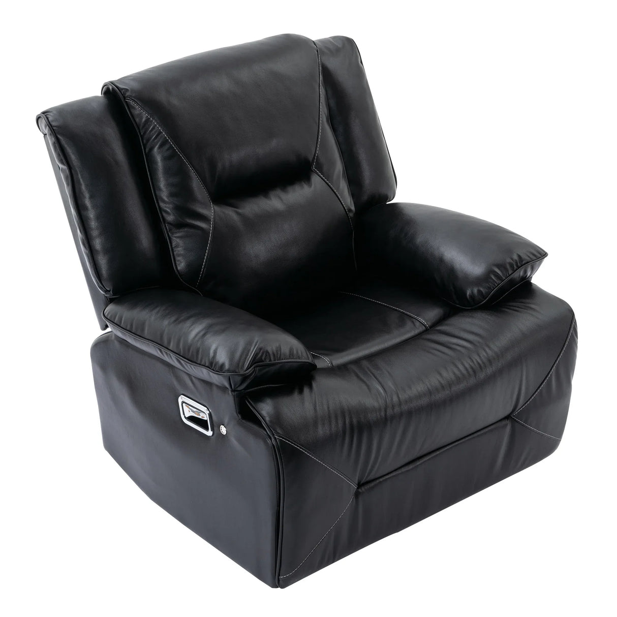 Manual Black Leather Gel Recliner Chair With LED Light Strip - Omega Lifestyles