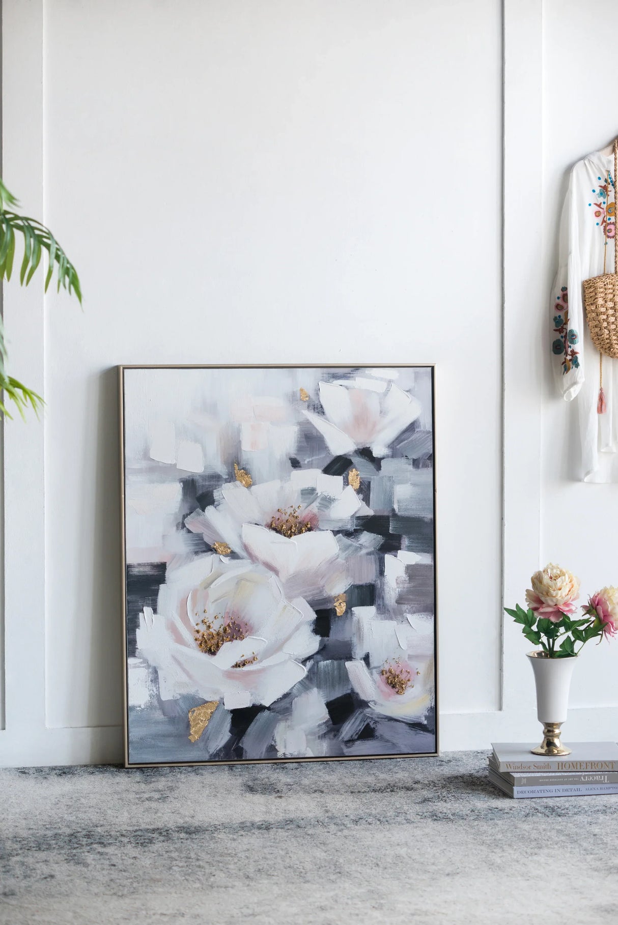 Sarah Multicolor Framed Floral Oil Painting Wall Art - Omega Lifestyles