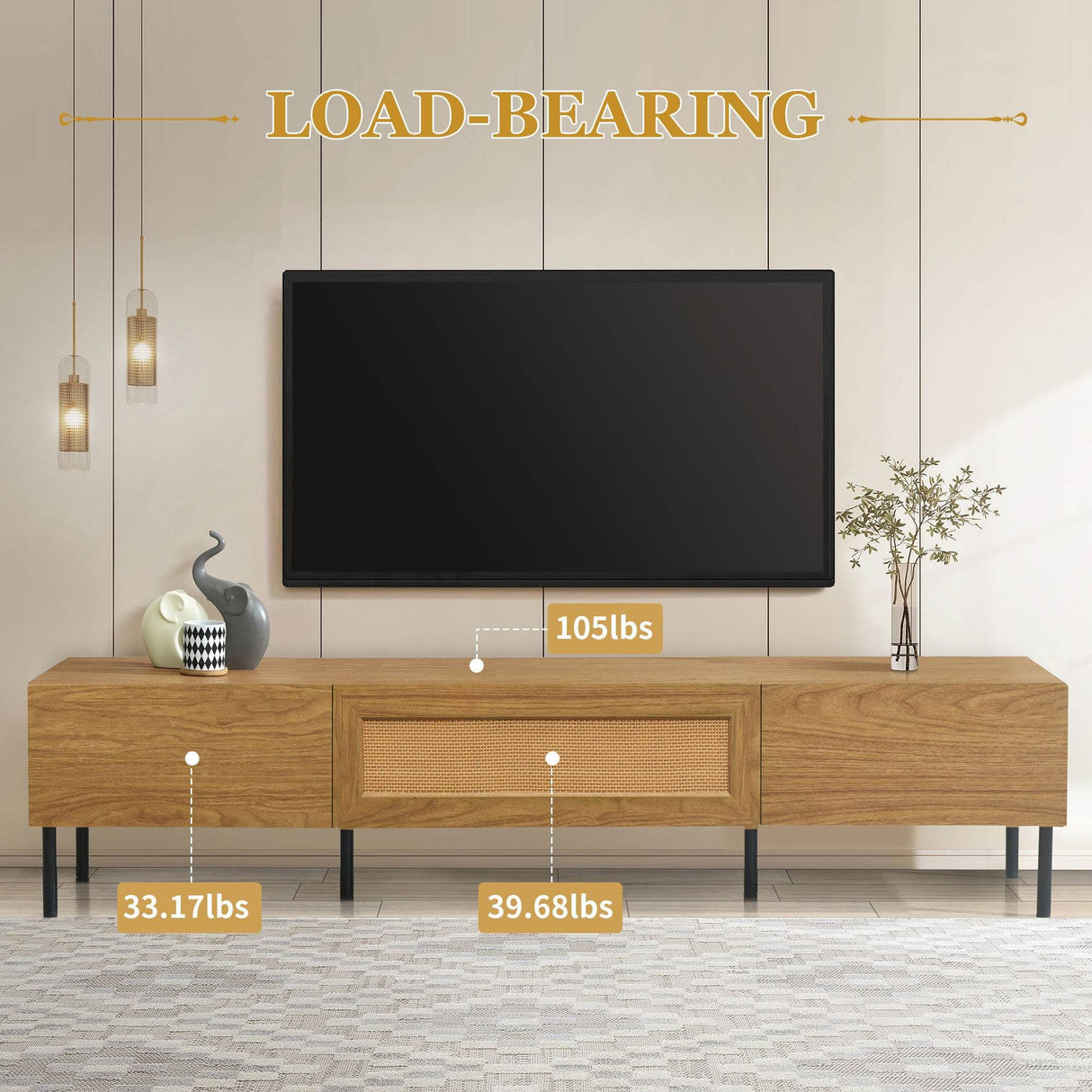 Boho Farmhouse Particle Board TV Stand Cabinet - Sleep Galleria