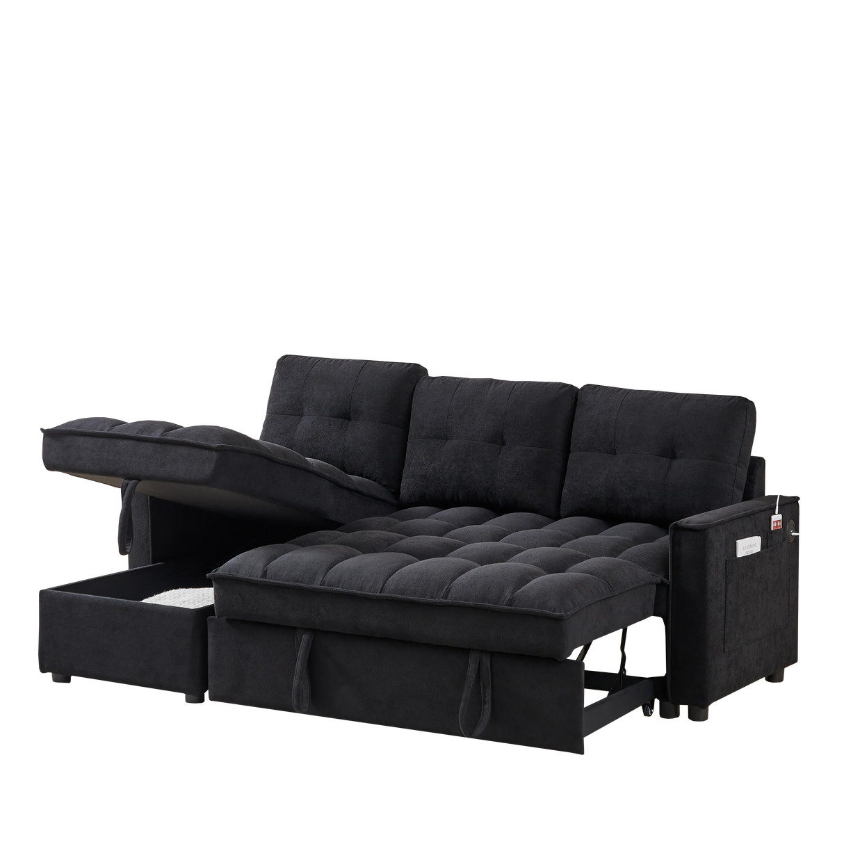 Chenille Reclining Sleeper Sofa Bed With Storage - Omega Lifestyles