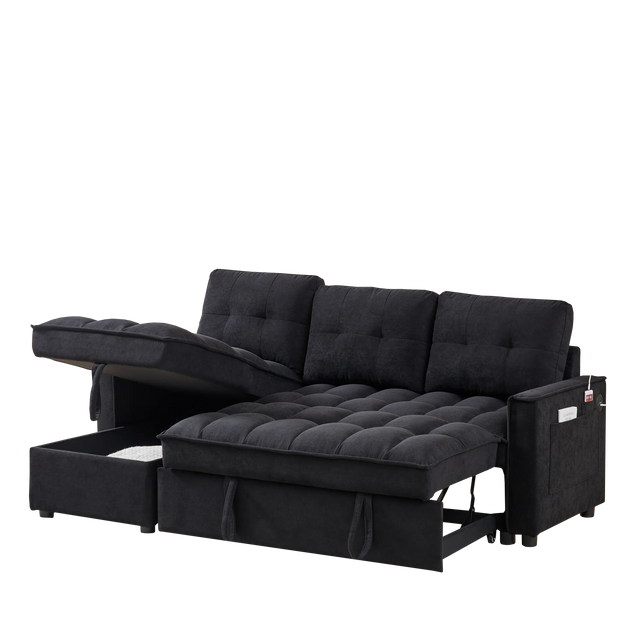 Chenille Reclining Sleeper Sofa Bed With Storage - Omega Lifestyles