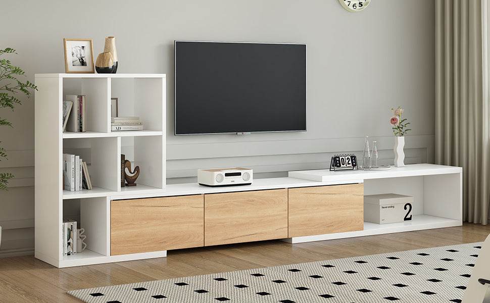 Adjustable Extendable White MDF TV Stand With Storage - Sleep Galleria
