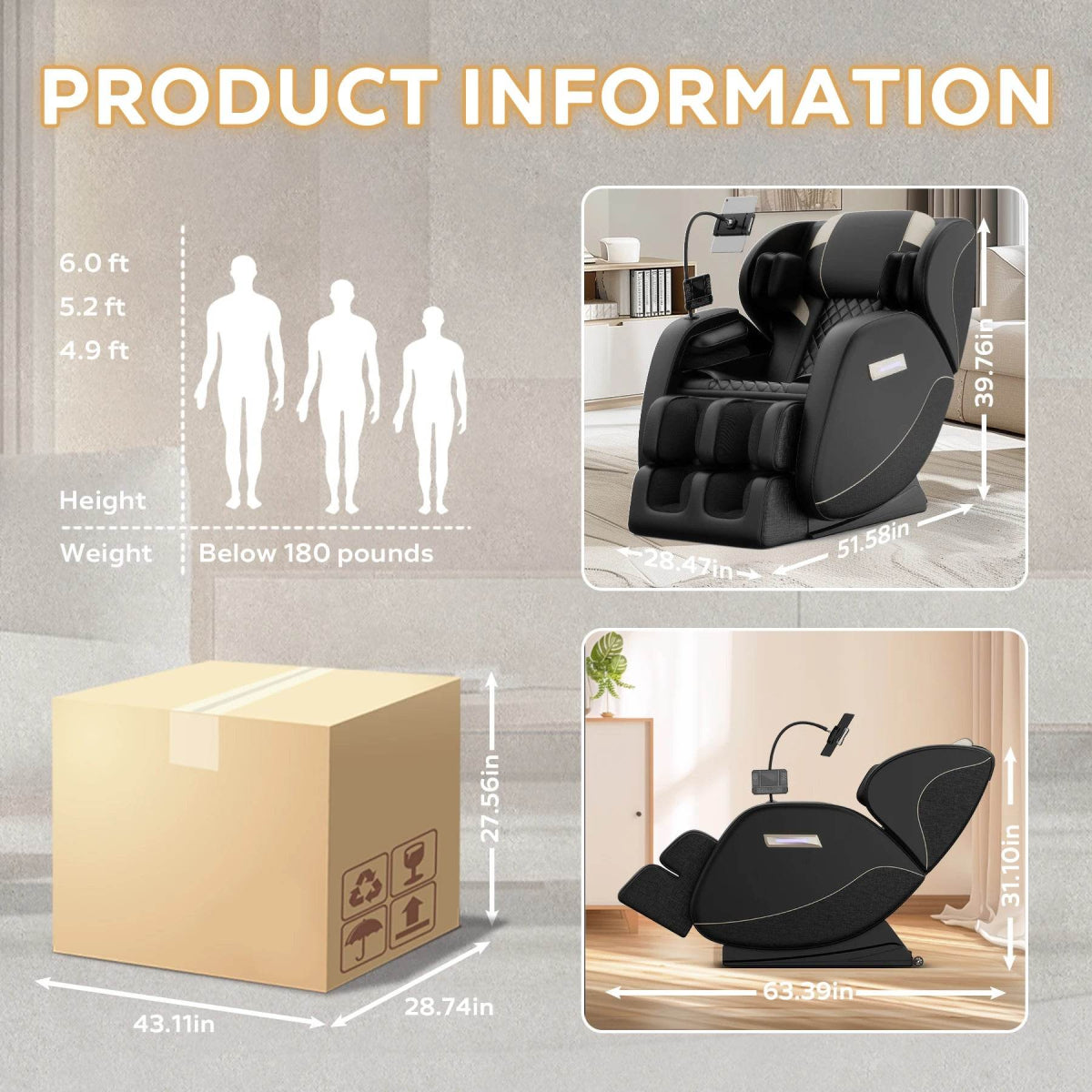 Zero Gravity Full Body Heated Airbag Massage Chair - Omega Lifestyles