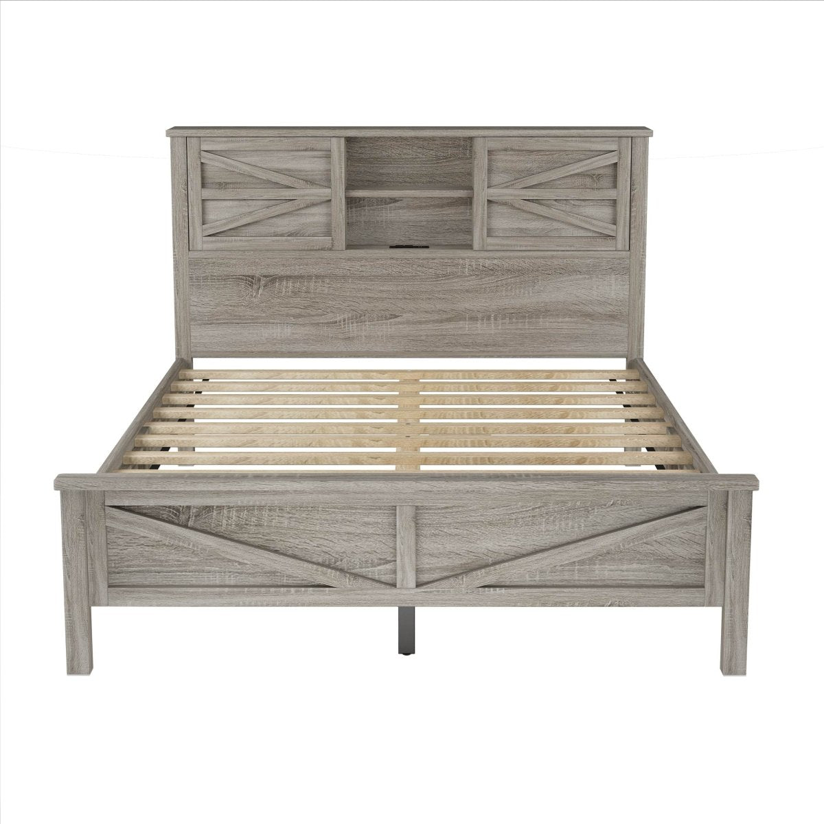3-Piece Antique Gray Farmhouse Platform Bed Set - Omega Lifestyles