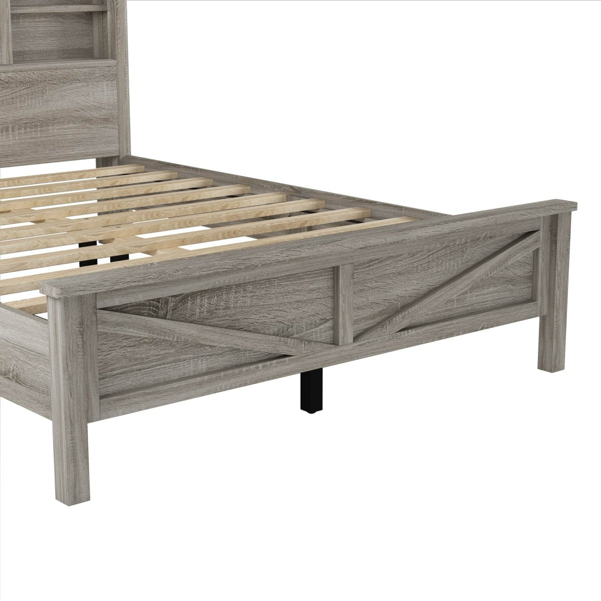 3-Piece Antique Gray Farmhouse Platform Bed Set - Omega Lifestyles