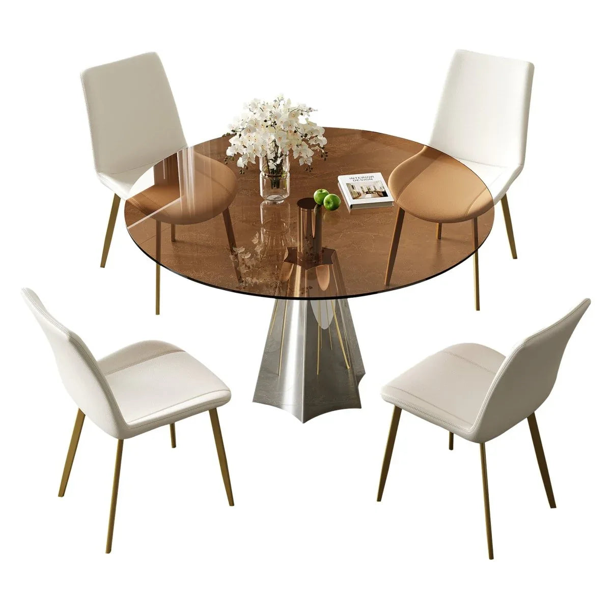 5-Piece Mid-Century 35-Inch Round Dining Table Set - Omega Lifestyles