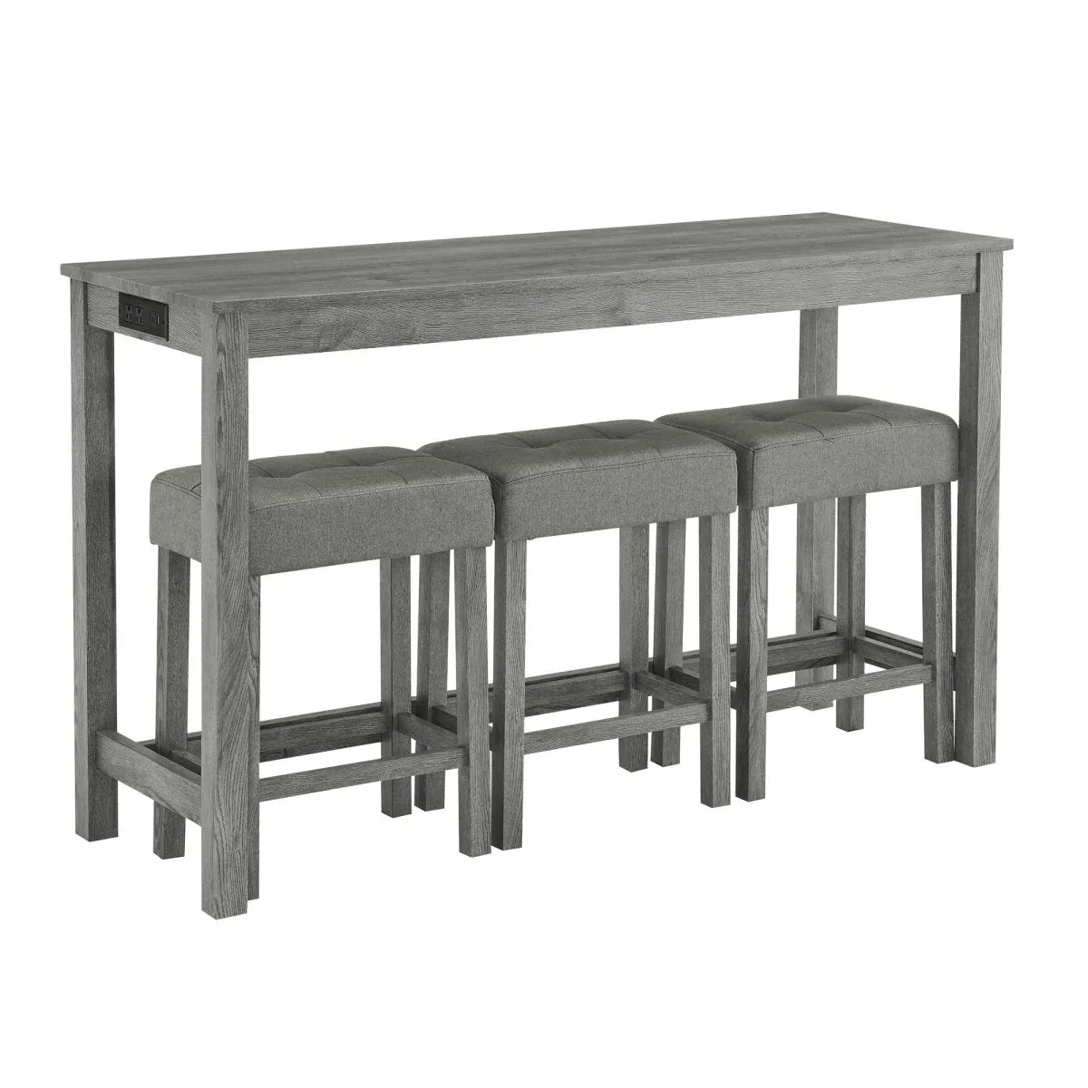 59-Inch Industrial Solid Wood Bar Table And Stools Set - Omega Lifestyles