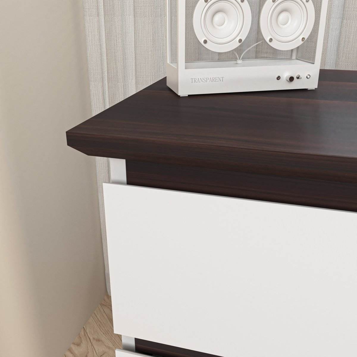 6-Drawer White Particle Board Storage Dresser Cabinet - Sleep Galleria