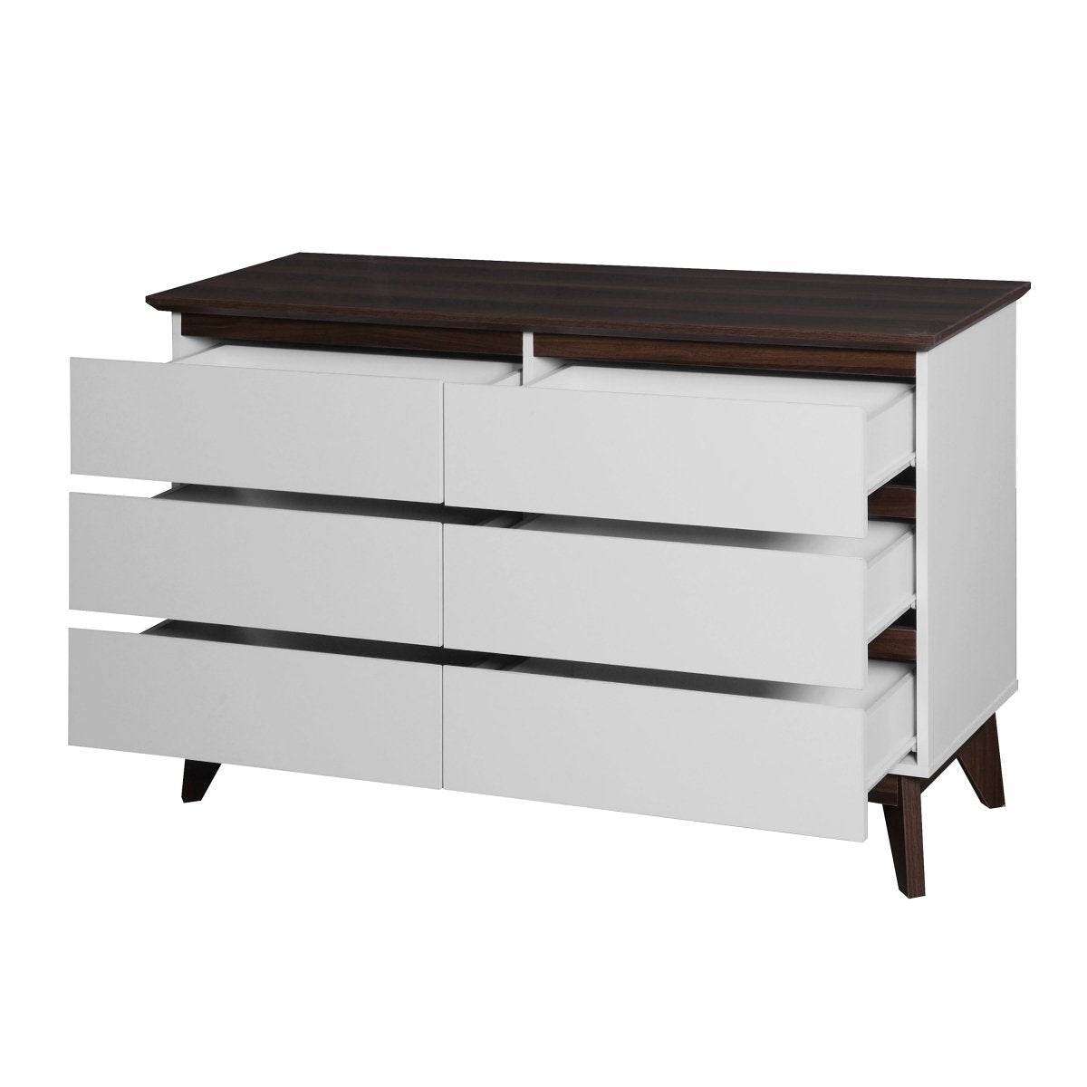 6-Drawer White Particle Board Storage Dresser Cabinet - Sleep Galleria