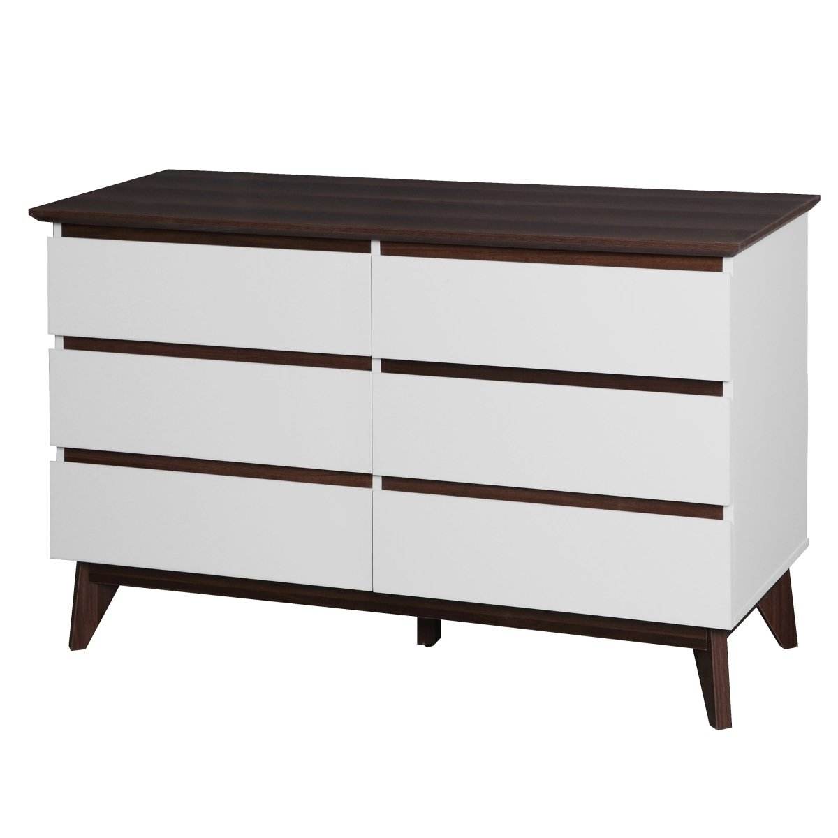 6-Drawer White Particle Board Storage Dresser Cabinet - Sleep Galleria