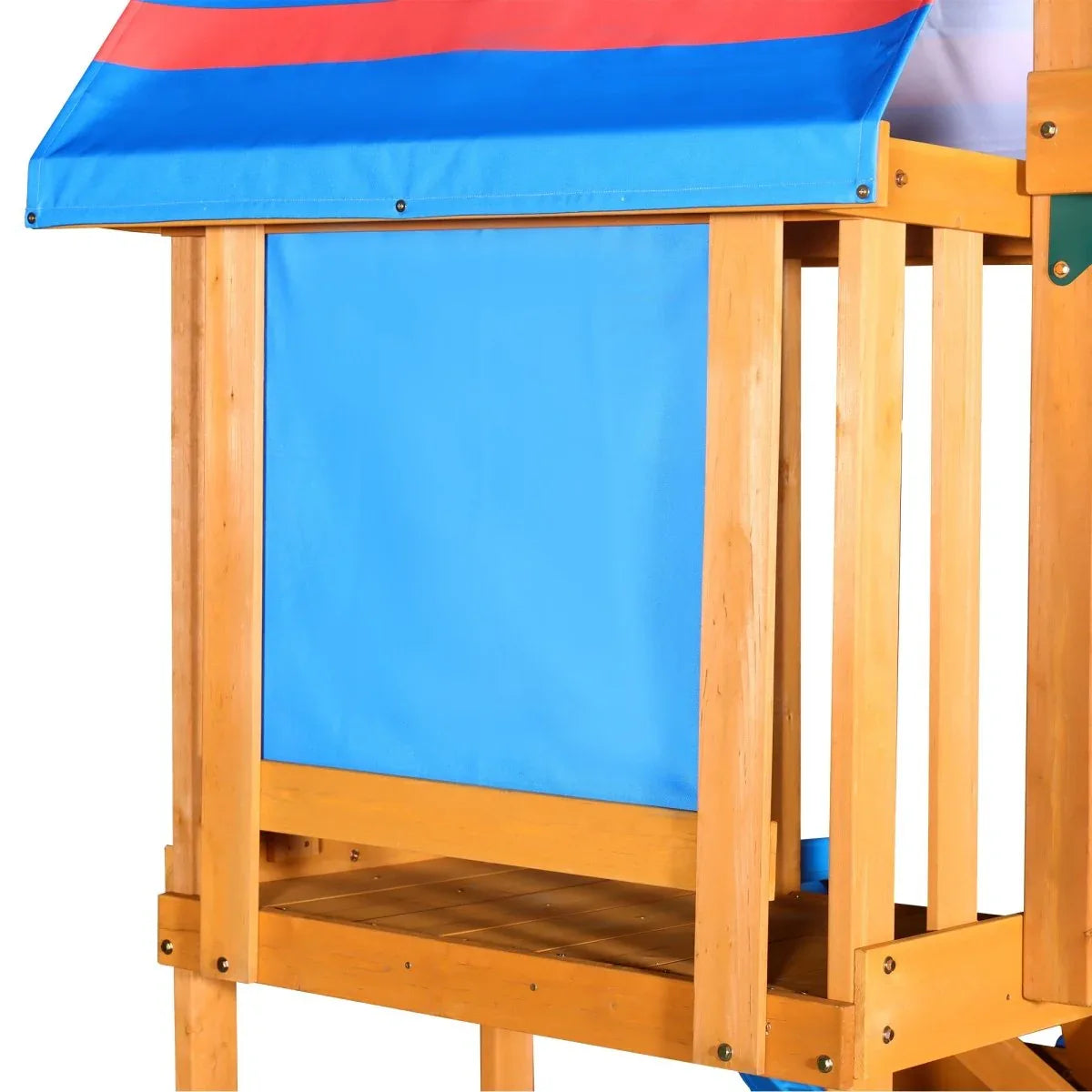 Blue Cedarwood Outdoor Swing Set With Slide And Climber - Omega Lifestyles