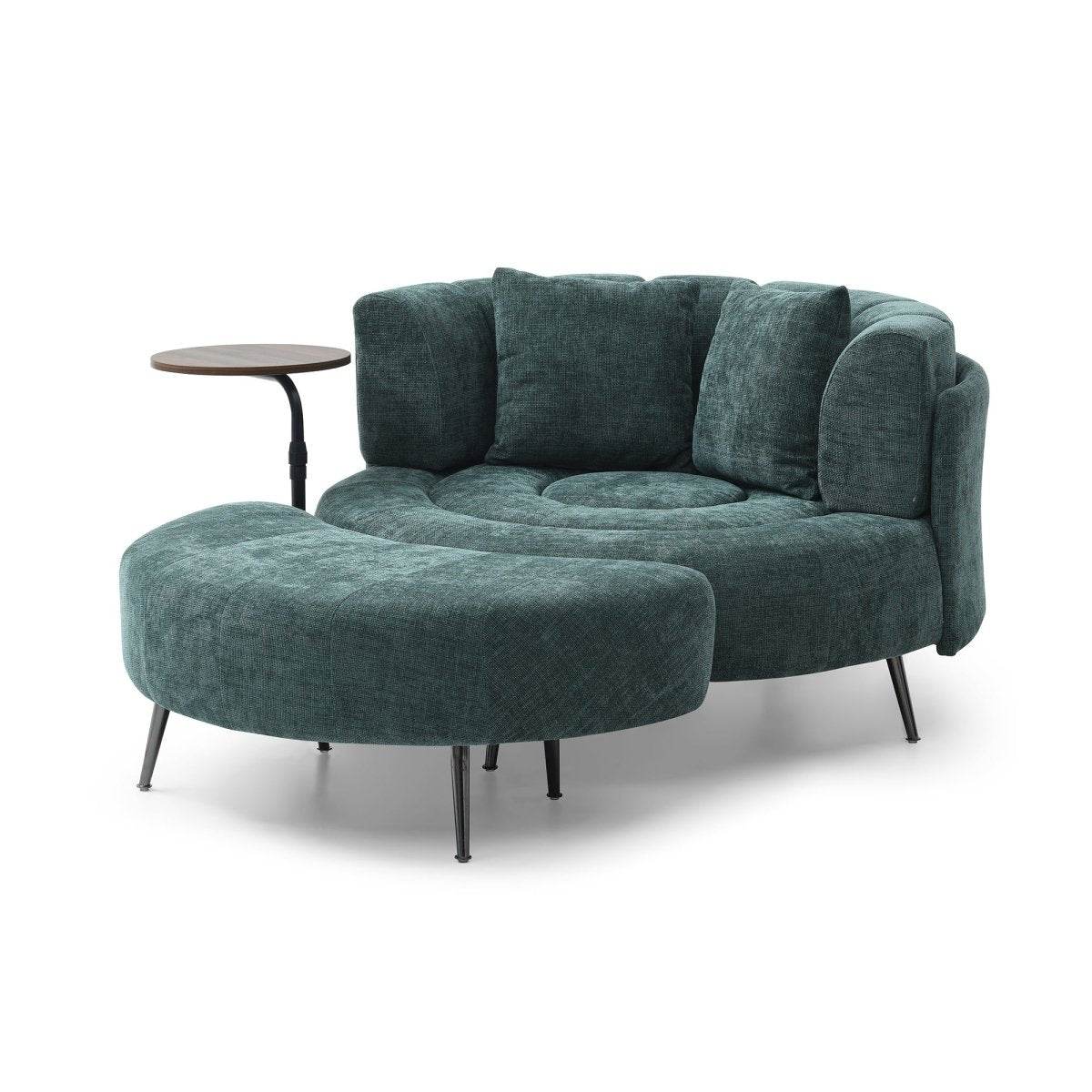 Extra Large Chenille Barrel Chair With Ottoman - Omega Lifestyles