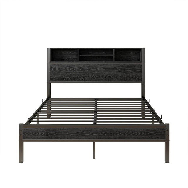 Full Metal Platform Bed Frame With Storage Headboard Full - Omega Lifestyles