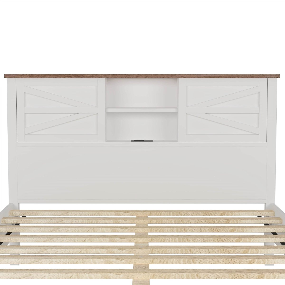 Full Platform Bed With Double Sliding Barn Door Charging Station - Blissora - Omega Lifestyles
