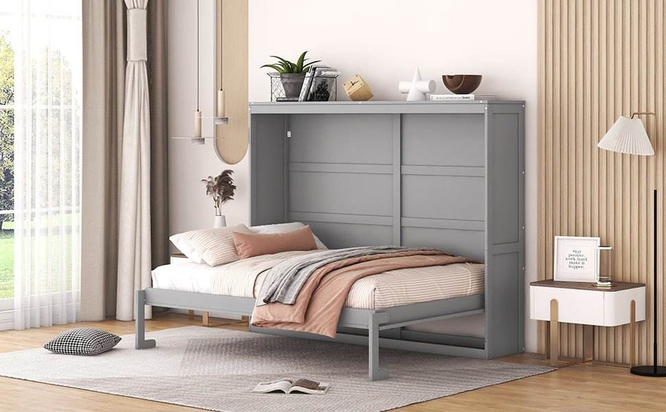 Full Size Gray Plywood Multi-Function Murphy Bed - Sleep Galleria