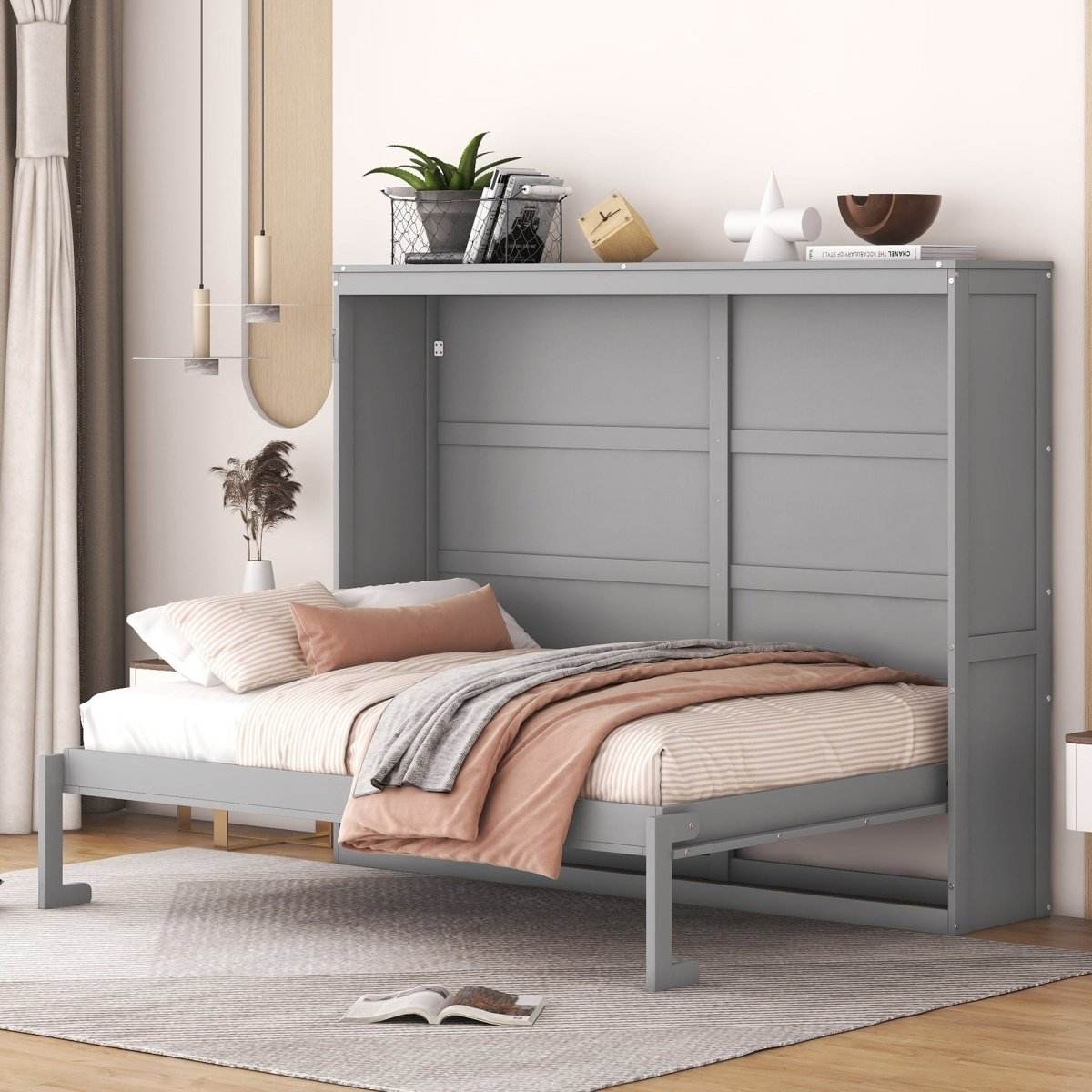 Full Size Gray Plywood Multi-Function Murphy Bed - Sleep Galleria