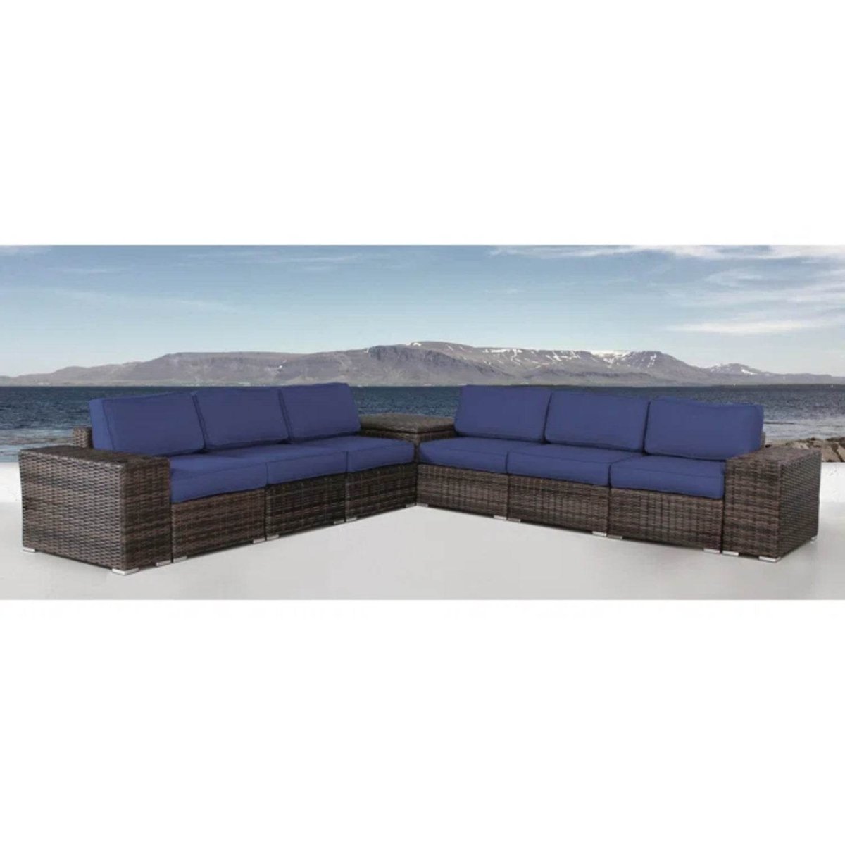 Fully Assembled Outdoor Rattan Wicker 6 - Person Seating Group - Blissora - Omega Lifestyles
