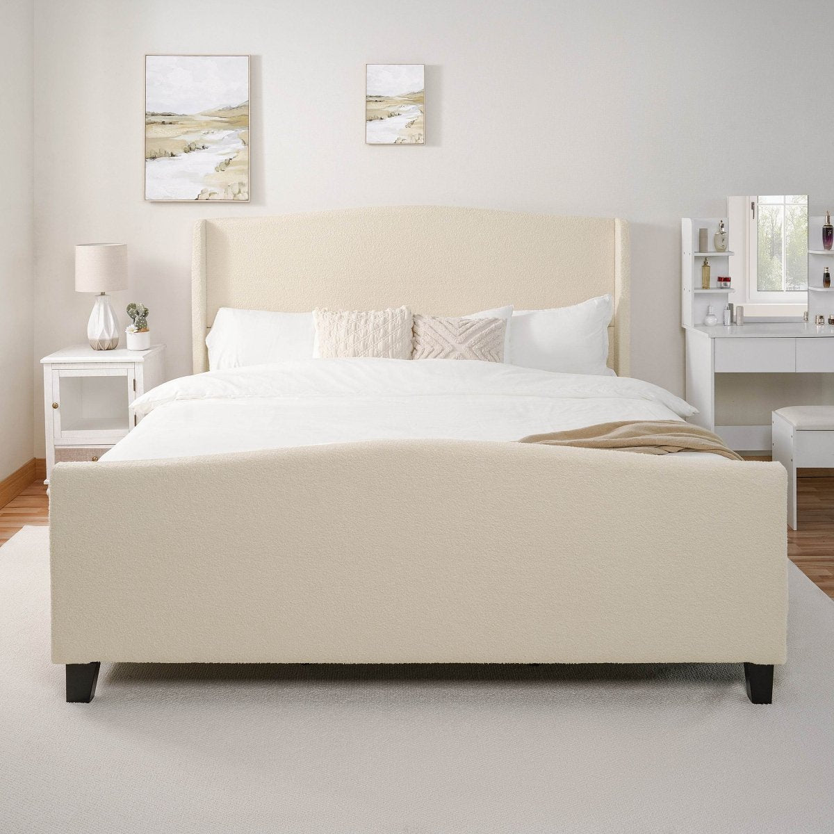 King Teddy Velvet Upholstered Platform Bed Frame - Blissora - Omega Lifestyles