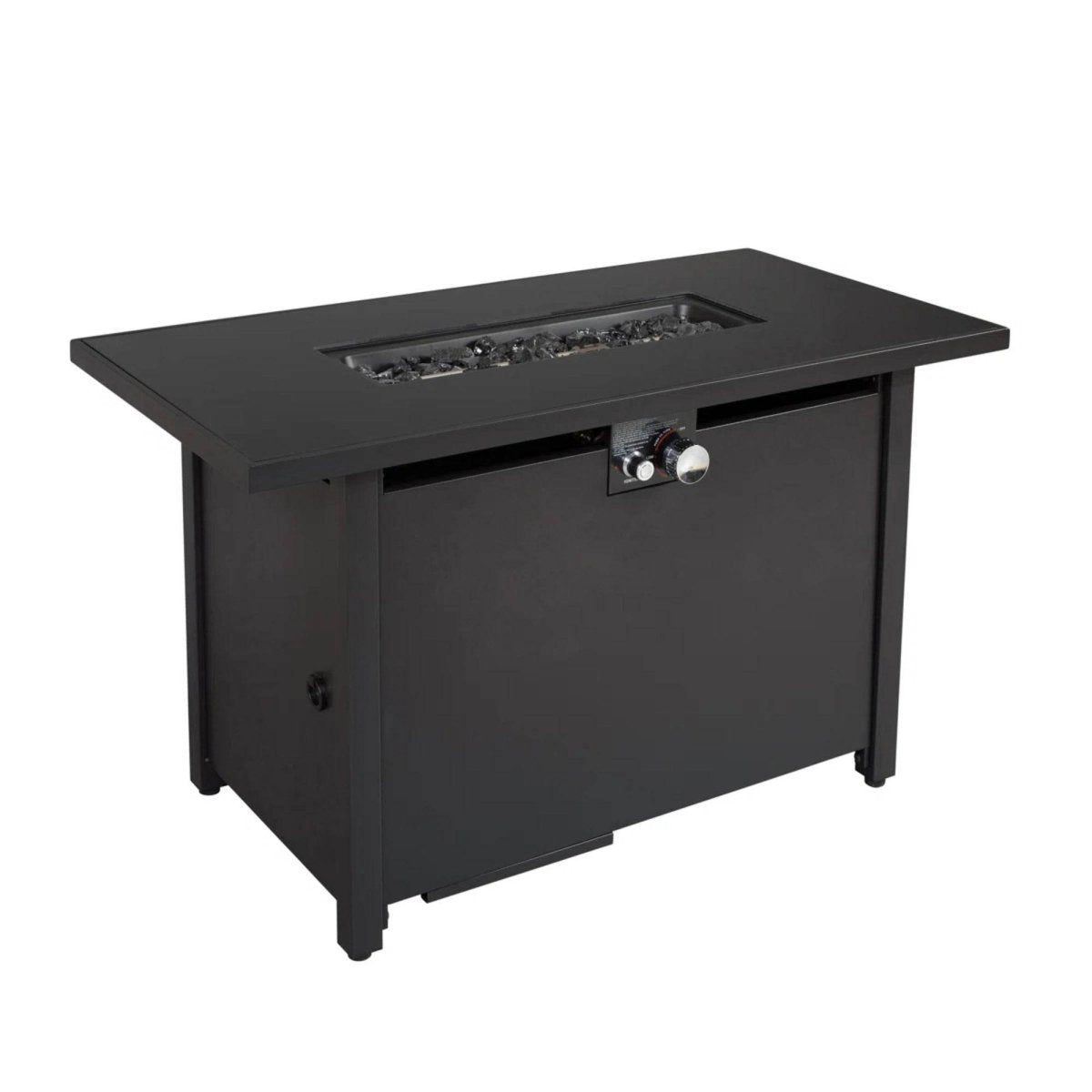 Modern Black Stainless Steel Propane Fire Pit Table - Blissora - Omega Lifestyles