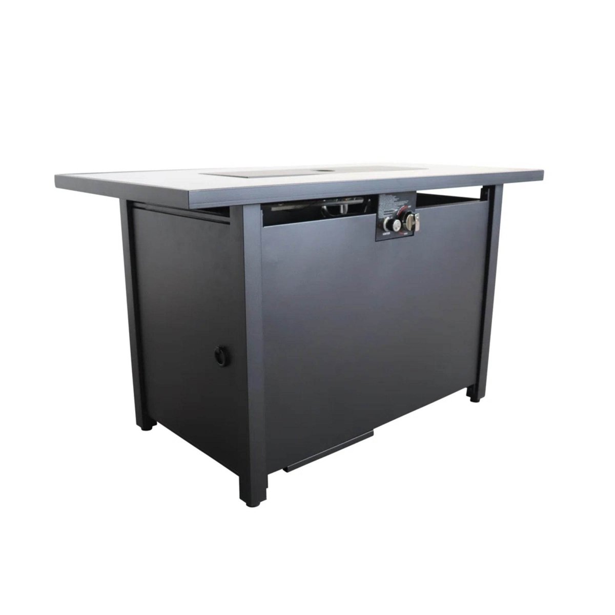 Modern Black Stainless Steel Propane Fire Pit Table - Blissora - Omega Lifestyles