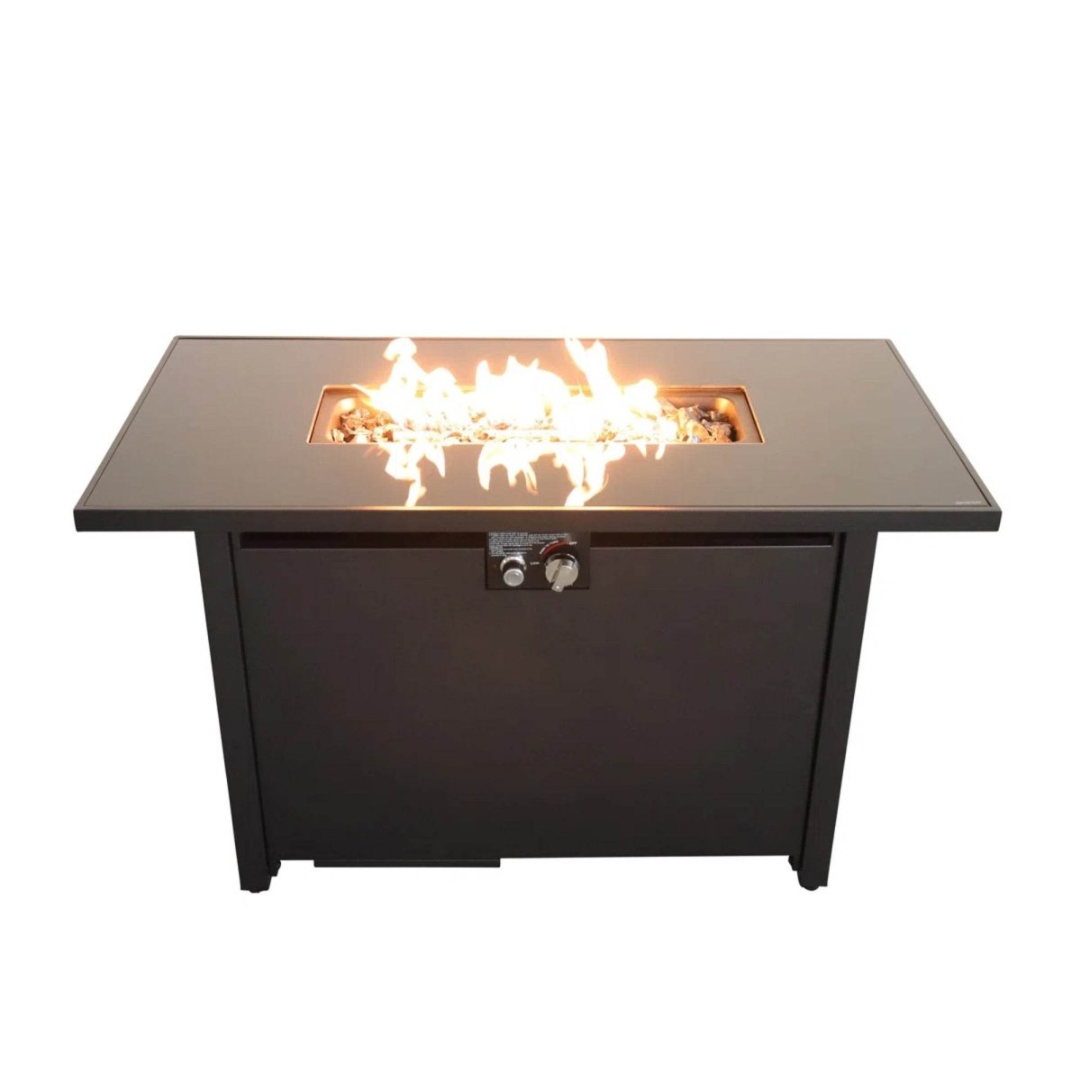 Modern Black Stainless Steel Propane Fire Pit Table - Blissora - Omega Lifestyles