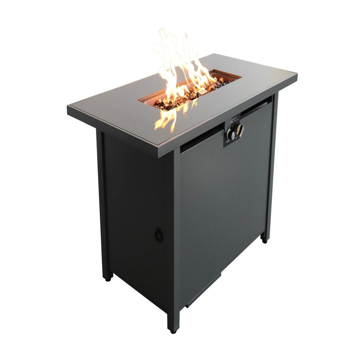 Modern Steel Outdoor Black Fire Pit Table With Lid - Blissora - Omega Lifestyles