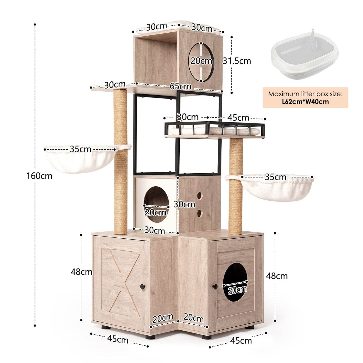 Multi - Functional Cat Tree With Litter Box And Scratching Posts - Blissora - Omega Lifestyles