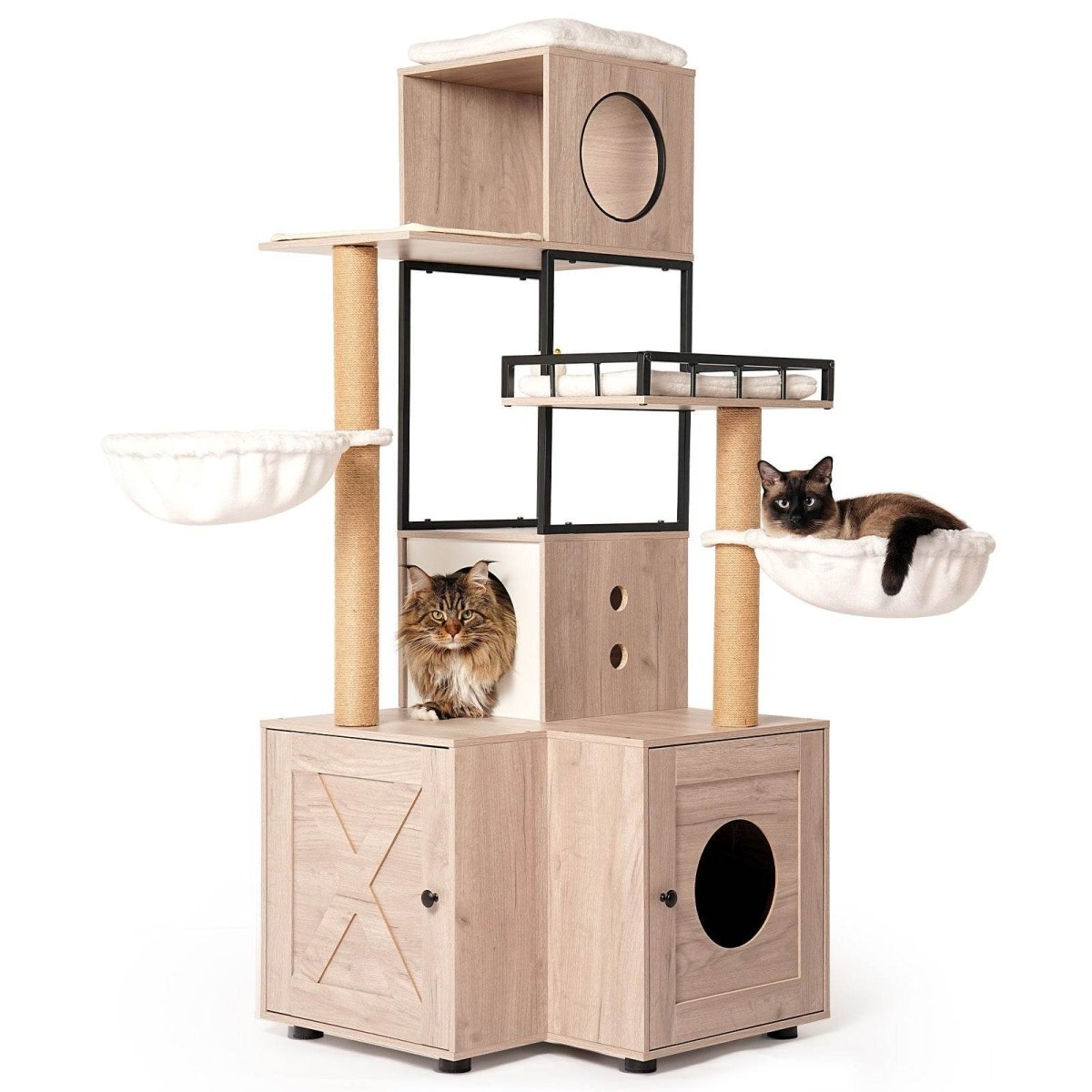 Multi - Functional Cat Tree With Litter Box And Scratching Posts - Blissora - Omega Lifestyles